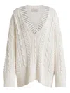 Alberta Ferretti Aran Cable-knit Sweater In Metallic