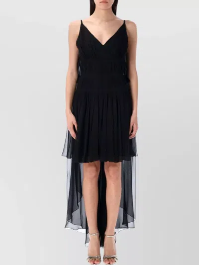 Alberta Ferretti Asymmetric Chiffon High-low Dress In Black