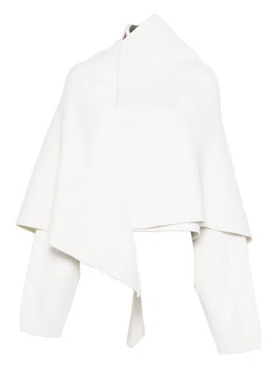 Alberta Ferretti Asymmetric Draped Jacket In White