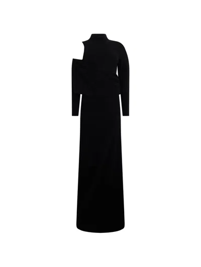 Alberta Ferretti Asymmetric Draped Maxi Dress In Multi