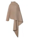 Alberta Ferretti Asymmetric Draped Poncho In Brown