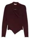 Alberta Ferretti Asymmetric Draped Wool Top In Purple