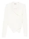 Alberta Ferretti Asymmetric Draped Wool Top In White