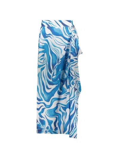 Alberta Ferretti Asymmetric Graphic-print Skirt In Multi