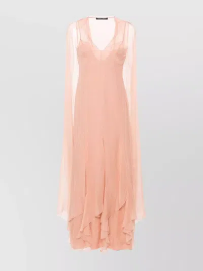Alberta Ferretti Ruffled-detail Silk Maxi Dress In Pink