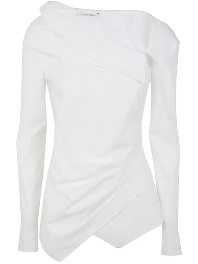 Alberta Ferretti Asymmetric Hem Long Sleeved Shirt In White