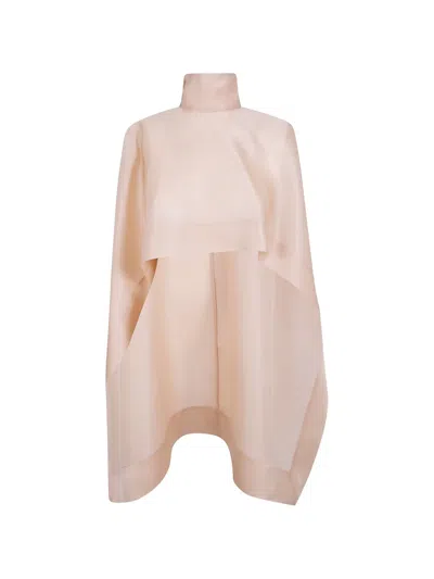 Alberta Ferretti Asymmetric High-neck Cape In Neutral