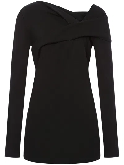 Alberta Ferretti Asymmetric-neck Gathered Top In Black