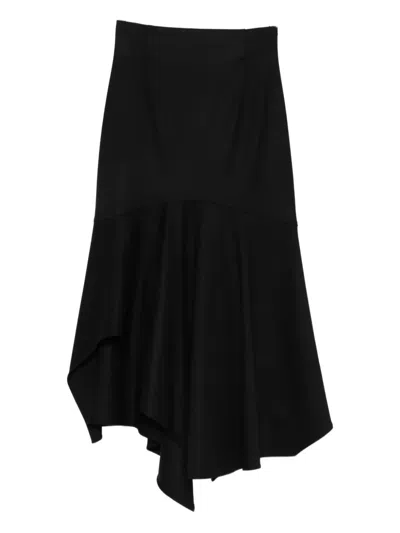 Alberta Ferretti Asymmetric Ruffled Skirt In Black
