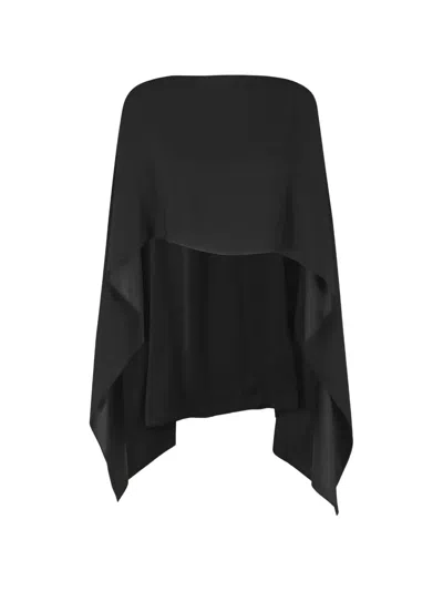 Alberta Ferretti Asymmetric Satin Cape In Black