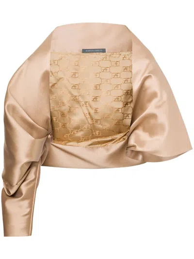 Alberta Ferretti Asymmetric Satin Jacket In 中性色