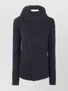 Alberta Ferretti Asymmetric Wool Blend Jacket With High Neck In Black