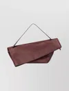 Alberta Ferretti Asymmetric Folded Leather Clutch Bag In Brown