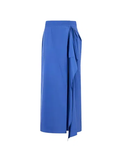 Alberta Ferretti Asymmetrical Draped Maxi Skirt In Blue