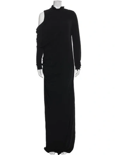 Pre-owned Alberta Ferretti Asymmetrical Long Dress In Black