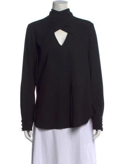 Pre-owned Alberta Ferretti Asymmetrical Long Sleeve Blouse In Black