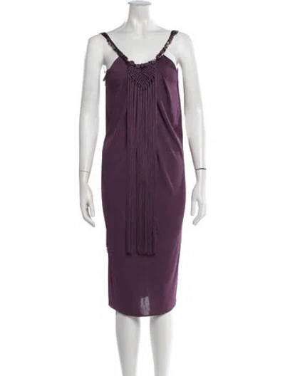 Pre-owned Alberta Ferretti Asymmetrical Midi Length Dress In Purple