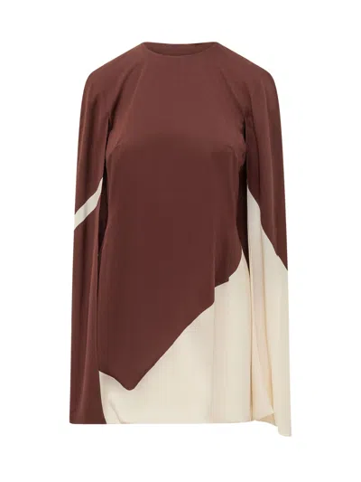 Alberta Ferretti Asymmetrical Mini Suit In Brown
