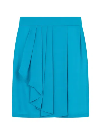 Alberta Ferretti Asymmetrical Pleated Mini Skirt In Blue