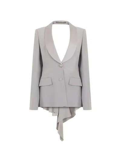Alberta Ferretti Asymmetric-hem Blazer In Gray