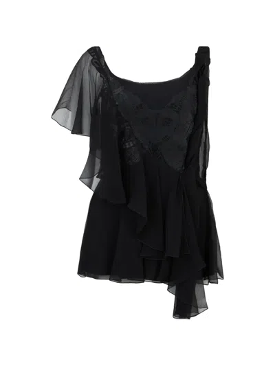 Alberta Ferretti Asymmetric-hem Top In Black