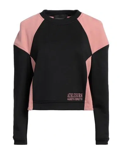 Alberta Ferretti Athleisure Woman Sweatshirt Black Size 8 Polyester, Cotton, Elastane