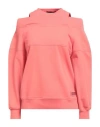 Alberta Ferretti Athleisure Woman Sweatshirt Coral Size 4 Cotton, Elastane In Orange