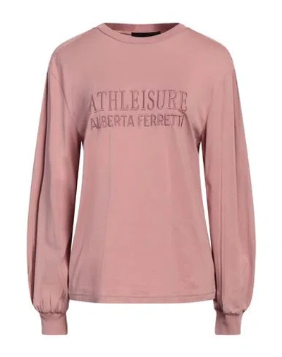 Alberta Ferretti Athleisure Woman T-shirt Blush Size 6 Cotton In Pink