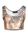 Alberta Ferretti Swirl Print Metallic Crop Top In Orange