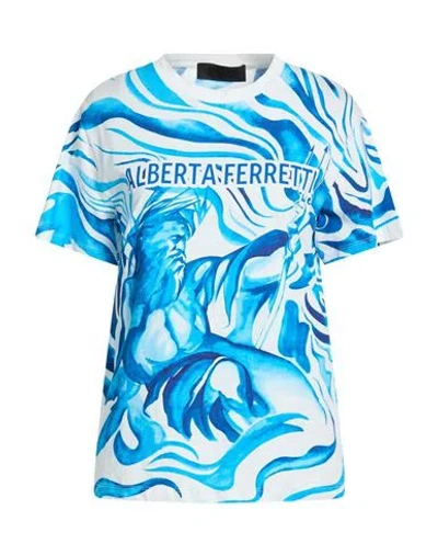 Alberta Ferretti Athleisure Woman T-shirt White Size L Cotton In Blue