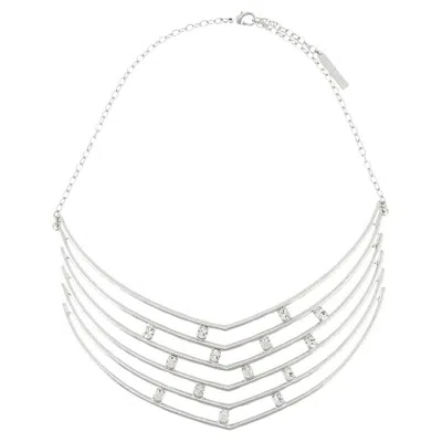 Pre-owned Alberta Ferretti Aw20 Silver Tone Metal Crystal-embellished Strass Necklace By  In Multi