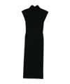 Alberta Ferretti Fitted Midi Dress With Cap Sleeves In Black