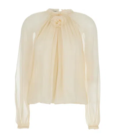 ALBERTA FERRETTI ALBERTA FERRETTI BALLOON-SLEEVE SATIN BLOUSE