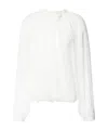 Alberta Ferretti Sheer Silk Chiffon Blouse With Floral Detail In White
