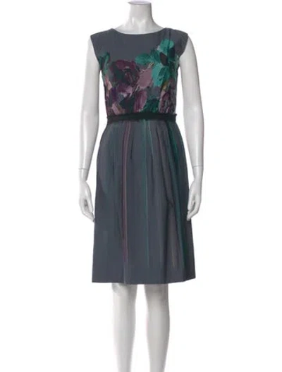 Pre-owned Alberta Ferretti Bateau Neckline Knee-length Dress In Blue