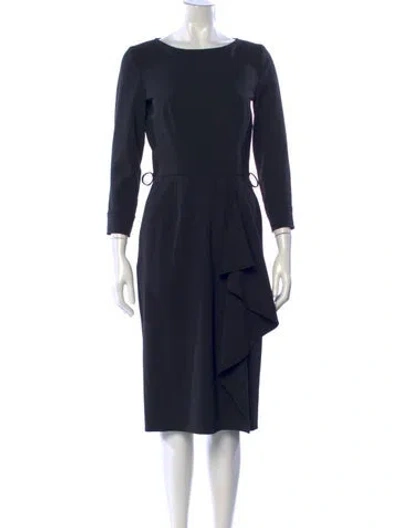 Pre-owned Alberta Ferretti Bateau Neckline Knee-length Dress In Blue