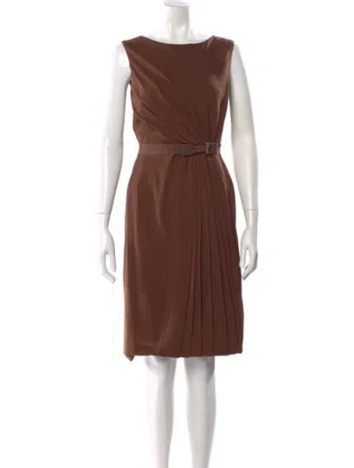 Pre-owned Alberta Ferretti Bateau Neckline Knee-length Dress In Brown