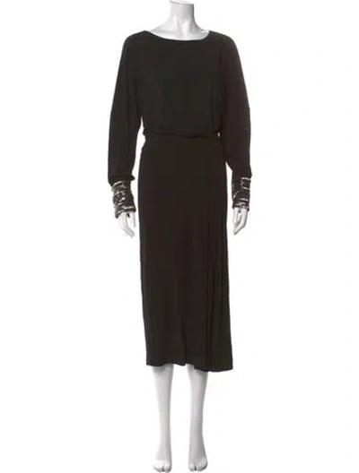Pre-owned Alberta Ferretti Bateau Neckline Long Dress In Black