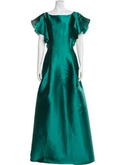 Pre-owned Alberta Ferretti Bateau Neckline Long Dress In Green