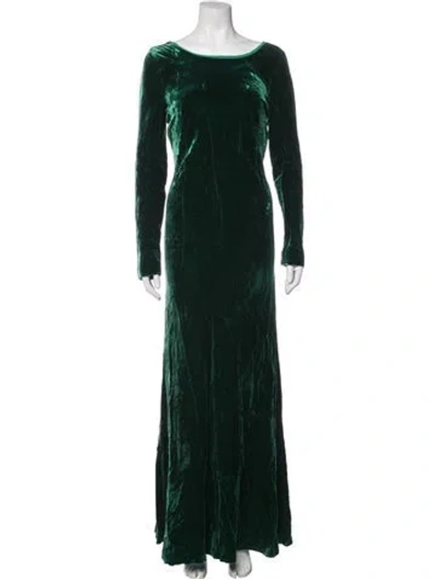 Pre-owned Alberta Ferretti Bateau Neckline Long Dress In Green