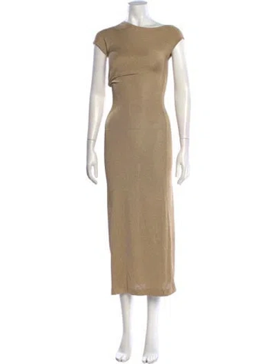 Pre-owned Alberta Ferretti Bateau Neckline Long Dress In Neutrals