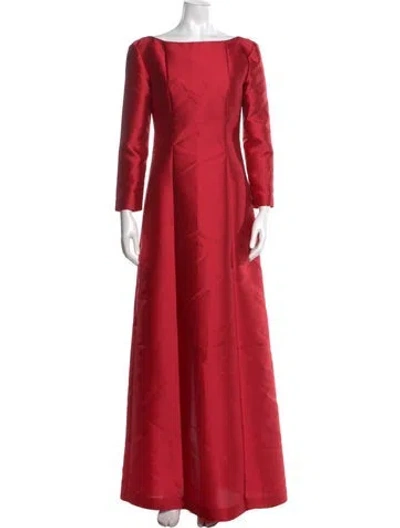 Pre-owned Alberta Ferretti Bateau Neckline Long Dress In Red