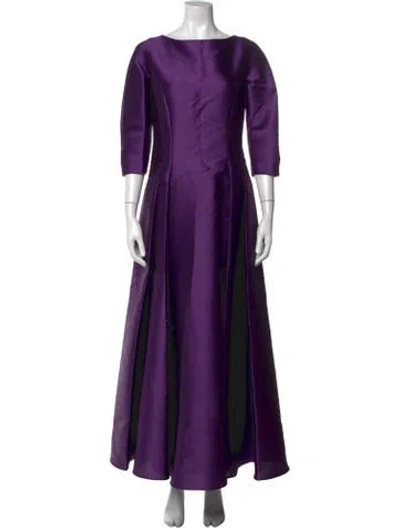 Pre-owned Alberta Ferretti Bateau Neckline Long Dress W/ Tags In Purple