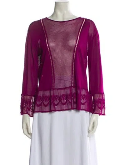 Pre-owned Alberta Ferretti Bateau Neckline Long Sleeve Blouse W/ Tags In Purple