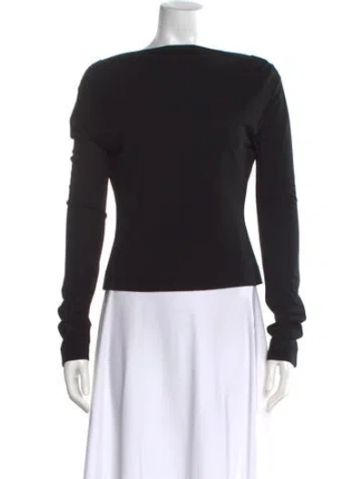 Pre-owned Alberta Ferretti Bateau Neckline Long Sleeve Top In Black