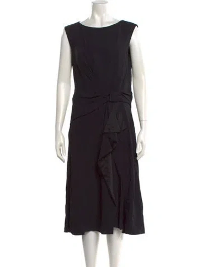 Pre-owned Alberta Ferretti Bateau Neckline Midi Length Dress In Black