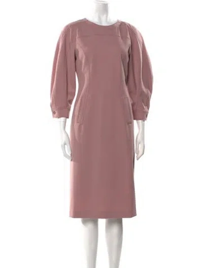 Pre-owned Alberta Ferretti Bateau Neckline Midi Length Dress In Pink