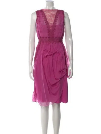 Pre-owned Alberta Ferretti Bateau Neckline Midi Length Dress In Pink