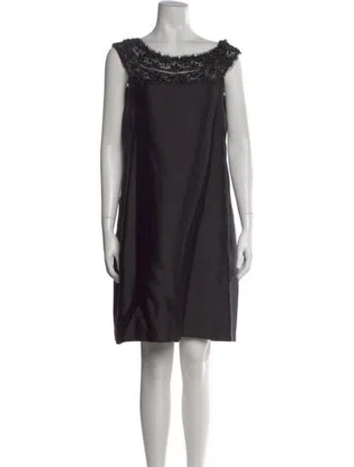 Pre-owned Alberta Ferretti Bateau Neckline Mini Dress In Black