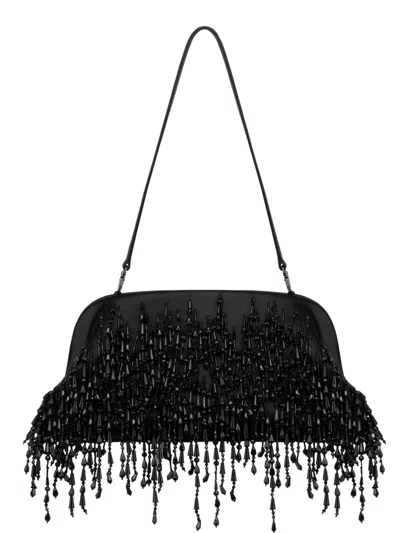 Alberta Ferretti Bead-detailing Clutch Bag In Black